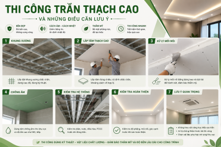Thi công trần thạch cao và những điều cần lưu ý